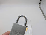 2x American Lockout Padlocks 1" Shackle 1.5" Silver Body Keyed Alike 1 Key NKR 5