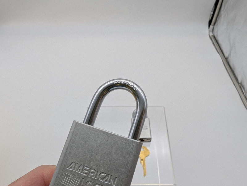 2x American Lockout Padlocks 1" Shackle 1.5" Silver Body Keyed Alike 1 Key NKR 5