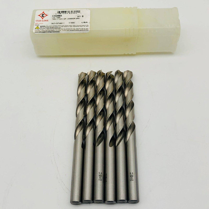 Cle-Line C62894 GP Jobber Drill Bit 1898 9.6MM HSS Right Hand Cut Pack of 6 1