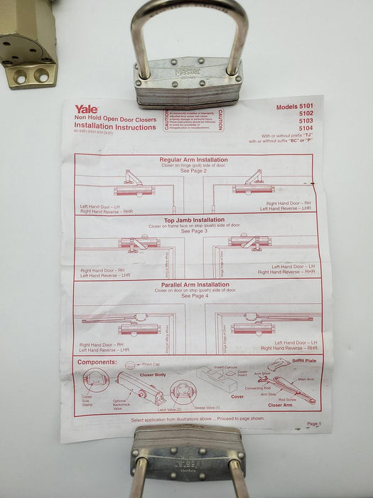 Yale 5103BC Door Closer Tri Mount Backchecking Size 3 Gold Painted No Cover 10