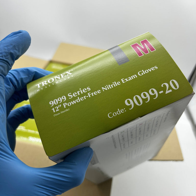 Tronex 9099-20 Disposable Gloves Medium Nitrile 12" Extended Cuff PF 1000/Case