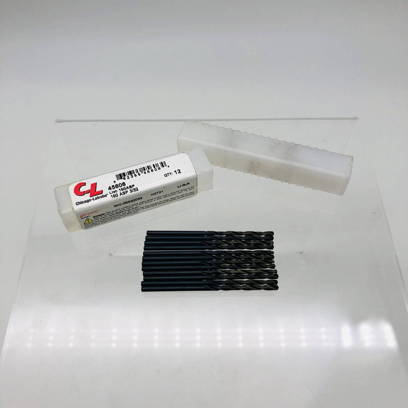 Chicago Latrobe 45606 Drill Bit 3/32 Jobber Length HSS 150ASP Black Oxide 12pk 10