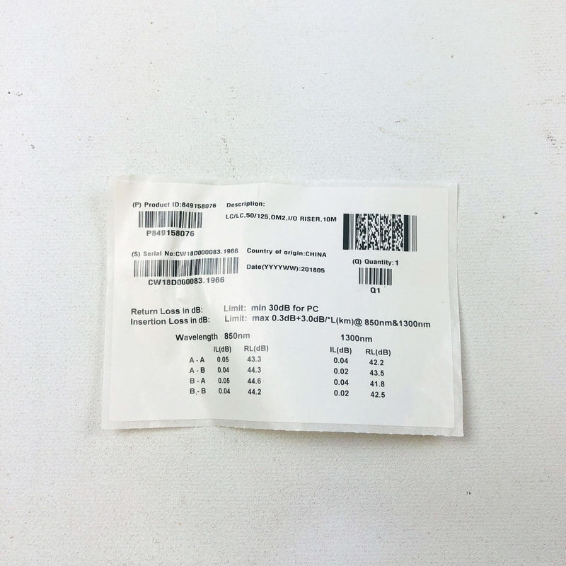 Rosenberger 8491588076 Fiber Optic Cable Breakout LC/LC 50/125 OM2 I/O Riser 10M 4