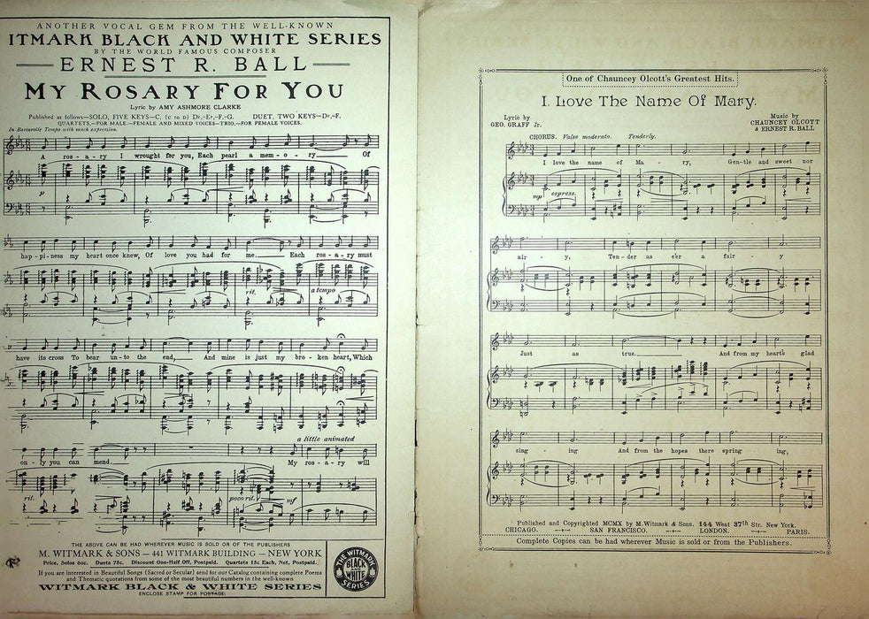 1913 Sweet Inniscarra Chauncey Olcott Vintage Antique Sheet Music M Witmark 3