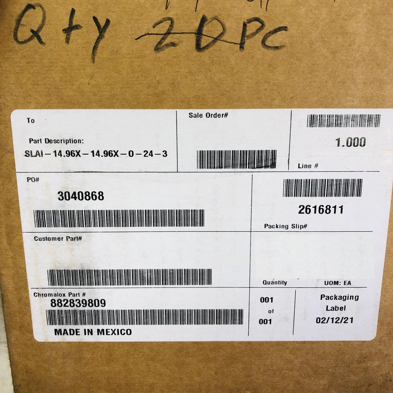 Chromalox 882839809 Strip Heater SLAI-14.96x-14.96x-0-24-3 w/ 3M VHB Backing 2