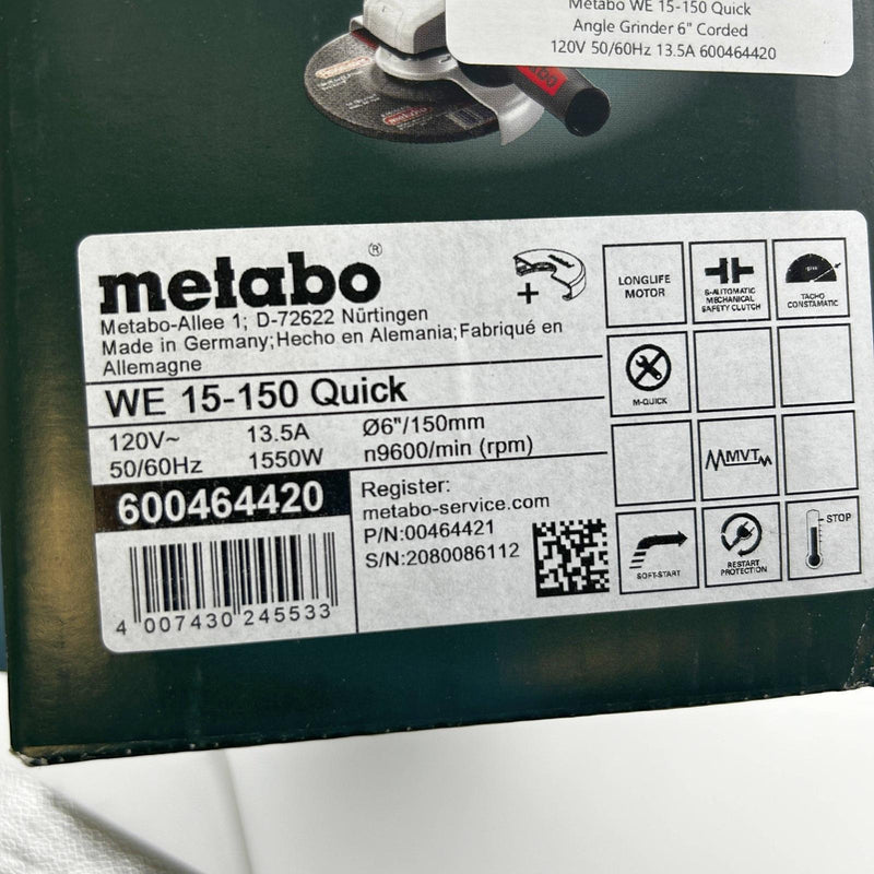 Metabo WE 15-150 Quick Angle Grinder 6" Corded 120V 50/60Hz 13.5A 600464420 2