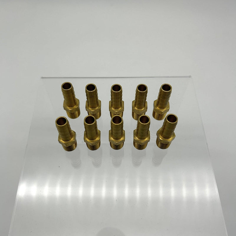 10pk Midland Metal 32012 Brass Fitting 3/8 Hose Barb X 1/4 Male NPTF Max 150 PSI 9