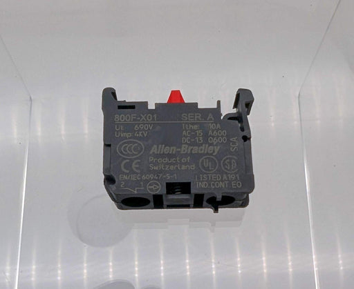 Allen Bradley 800F-X01 Contact Block 10A 690 VAC No Latch 1 NC 800FX01 1
