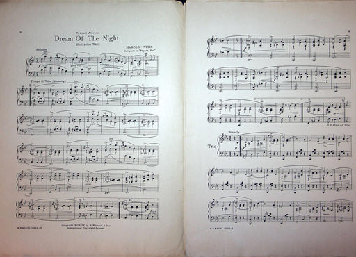 1914 Dream Of The Night Vintage Sheet Music Large Harold Ivers Hesitation Waltz 2