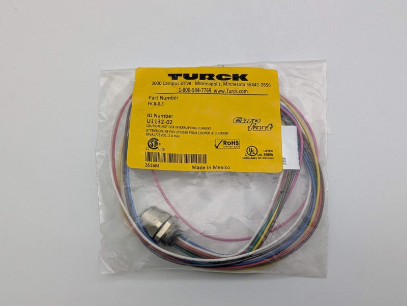 Turck FK 8-0.5 Actuator & Sensor Receptacle Cable 0.5M L M12 Female 8 Pin PG9 5