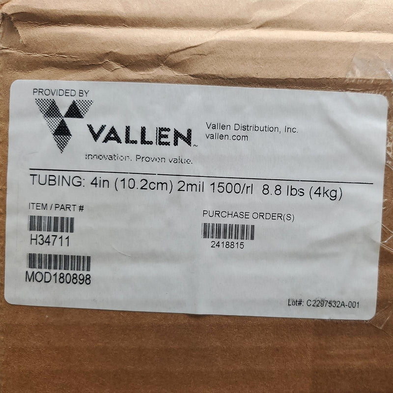 Poly Tubing 4" 2 Mil 1500ft Reel 1.125" Arbor Hole Clear 1 Roll Berry Global 5