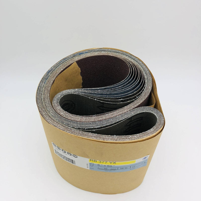 Hermes RB 377 YX Wide Cloth Sanding Belt 8" x 60" 80 Grit SG32 Pack of 10 7