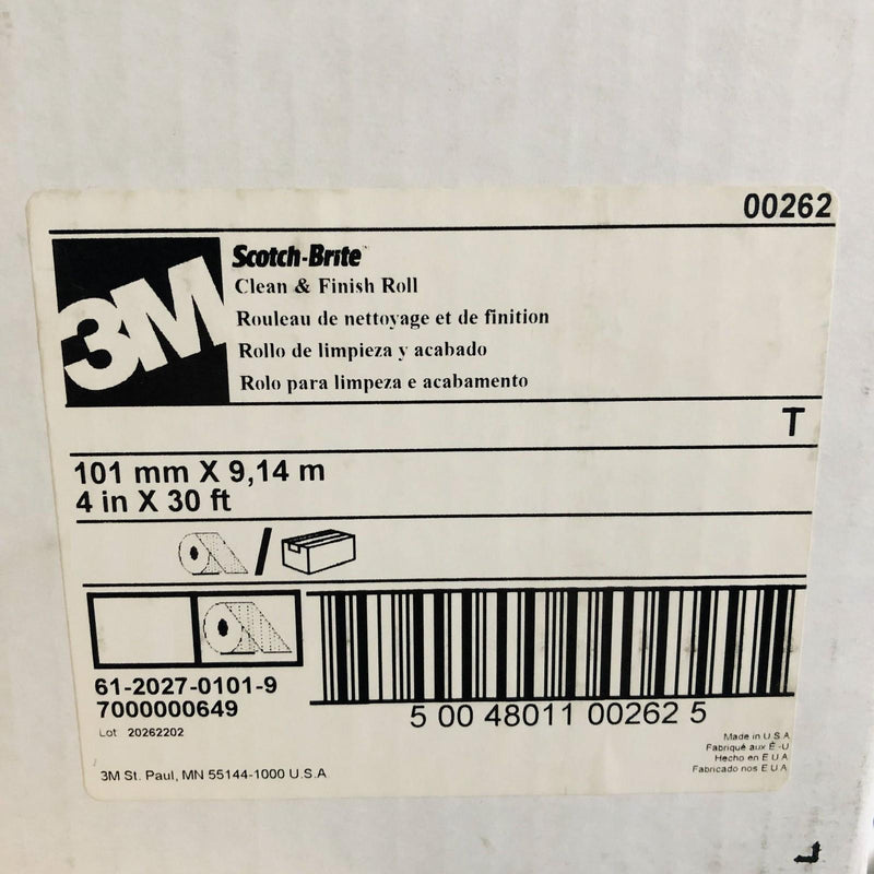 3M 00262 Scotch Brite Clean and Finish Roll 4in x 30ft Type T White 1 Roll 3