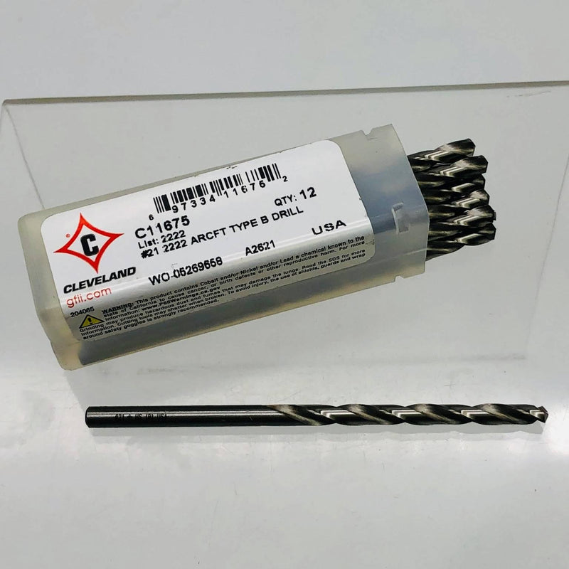 12x Cleveland C11675 Aircraft Jobbers Drill Heavy Duty #21 2222 ARCFT Type B 1