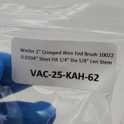Weiler 1" Crimped Wire End Brush 10022 0.0104" Steel Fill 1/4" Dia 5/8" Len Stem 4