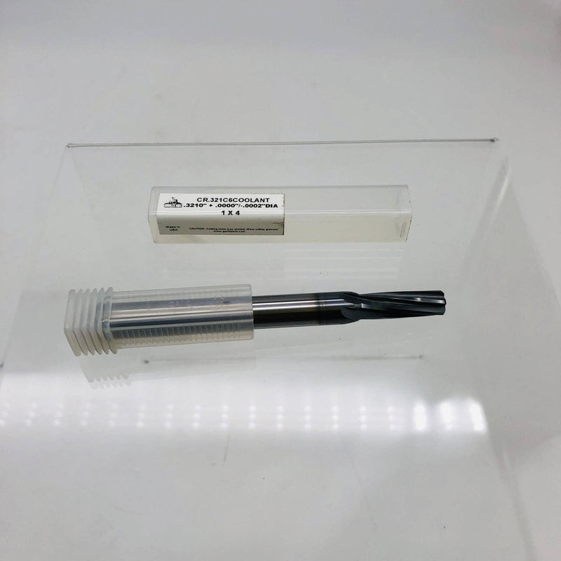 Carbide Grinding Co CR.321C6COOLANT Carbide Reamer 6 Flute 10 Deg 1 x 4 .3210"+ 8