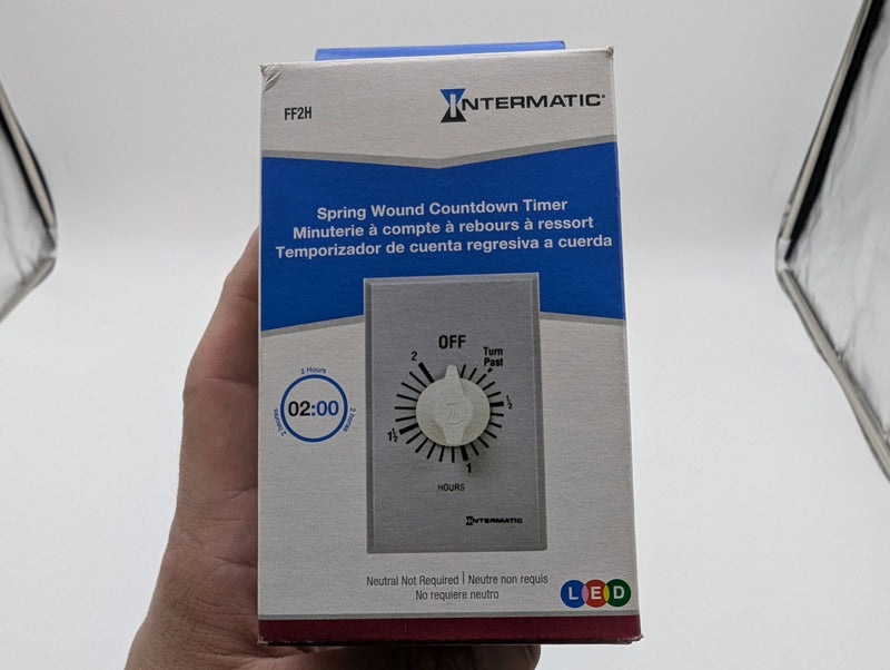 Intermatic FF2H 2 Hour Wall Timer Spring Wound SPST Brushed Metal White Knob 5