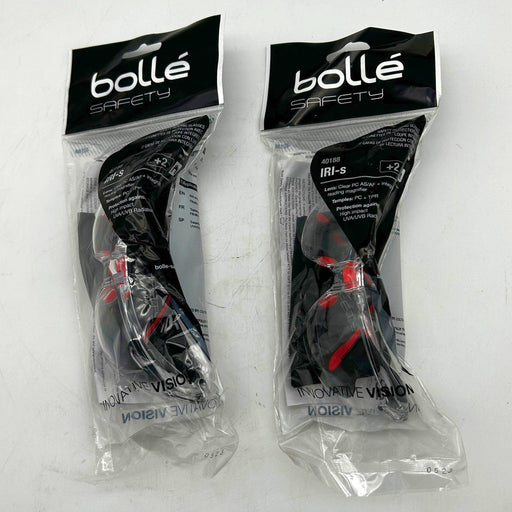 Bolle 40188 Clear Safety Reading Glasses IRI-S PC ASAF +2.00 DIOPTER Lot of 2 1