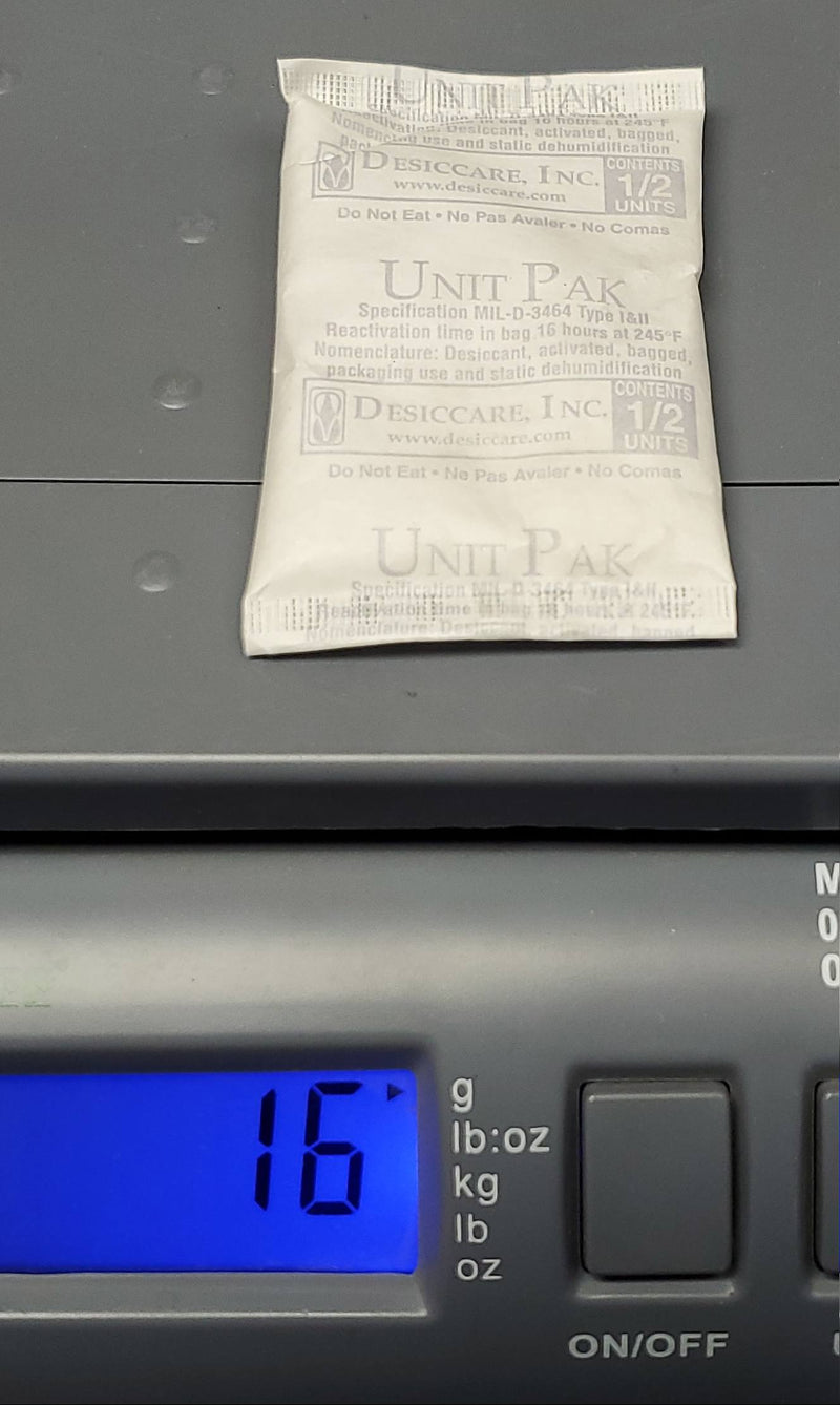 Silica Gel Desiccant 16 Grams 3"x2" Tyvek Food Grade 800 Grams Total 50 Packs