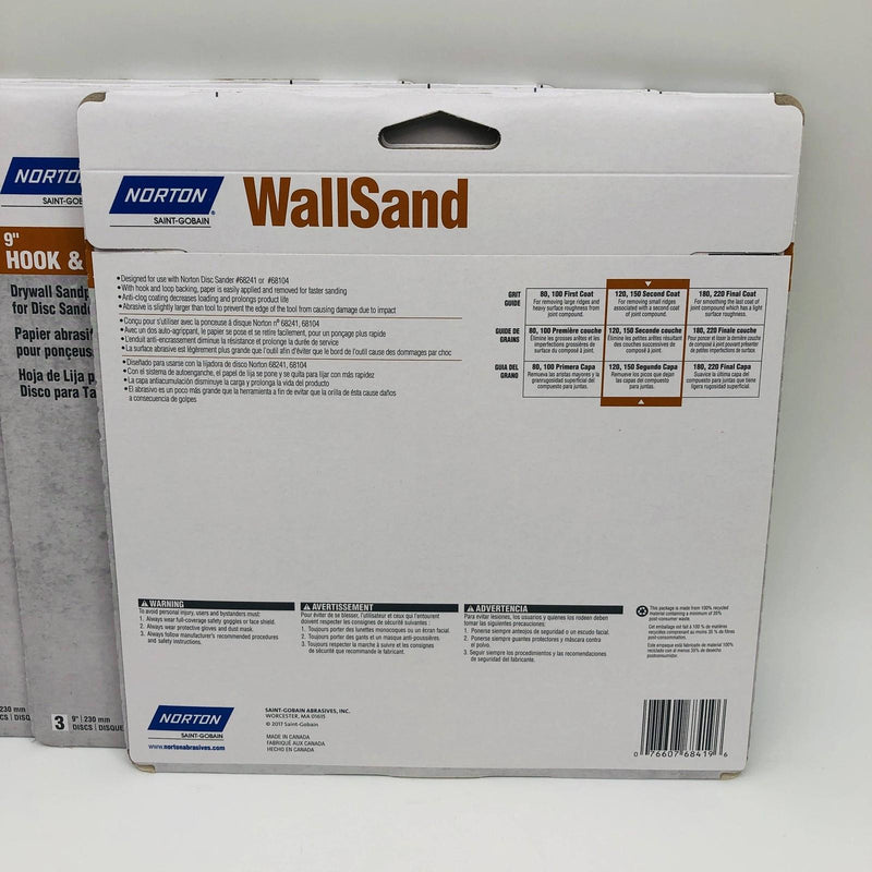 Norton 07660768419 Abra Sanding Disc 9in A296 120G Hook and Loop 15 Discs 7