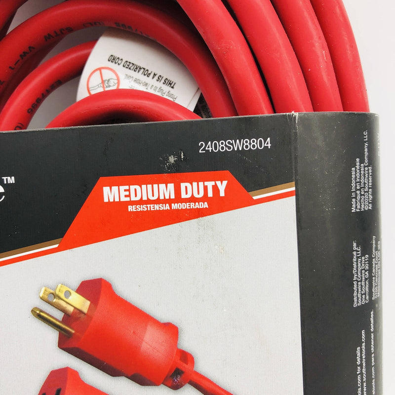 Southwire 2408SW8804 Extension Cord Red 14/3 Gauge Conductor 50ft Indoor Outdoor 6