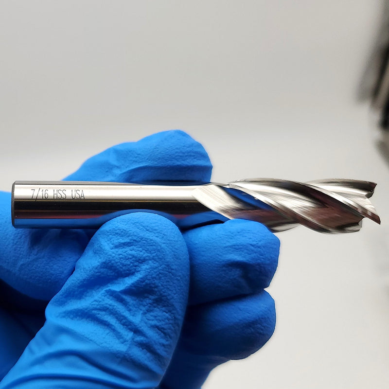 Cleveland 7/16" Square End Mill 4 Flute 1" LOC 2-11/16" OAL 3/8" Shank C41254 3