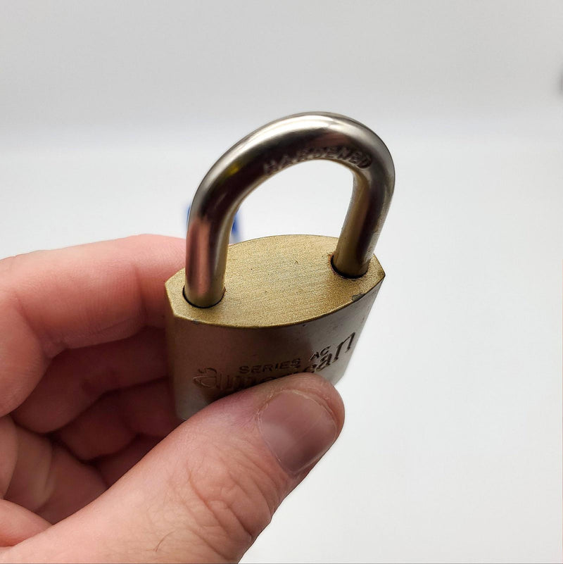 American Lock Padlock AC20 1" L x 5/16" D 1.5" Body Shackle Gold Finish USA Made 5