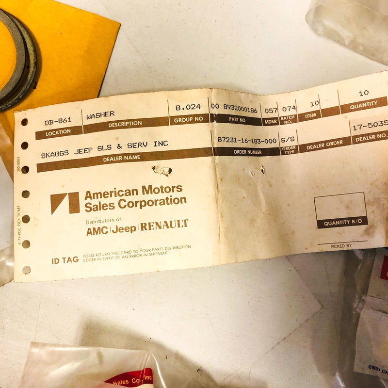 AMC Jeep 32000186 Washer Group 8.024 OEM New Old Stock NOS Loose 3