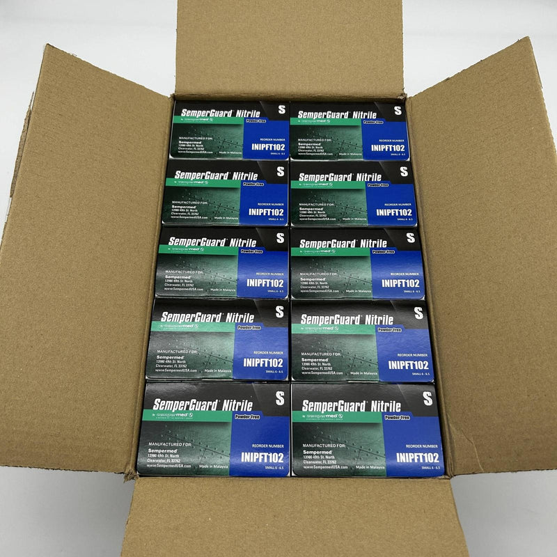 SemperGuard Nitrile INIPFT102 Disposable Gloves Size Small Powder Free 1000/Case 7