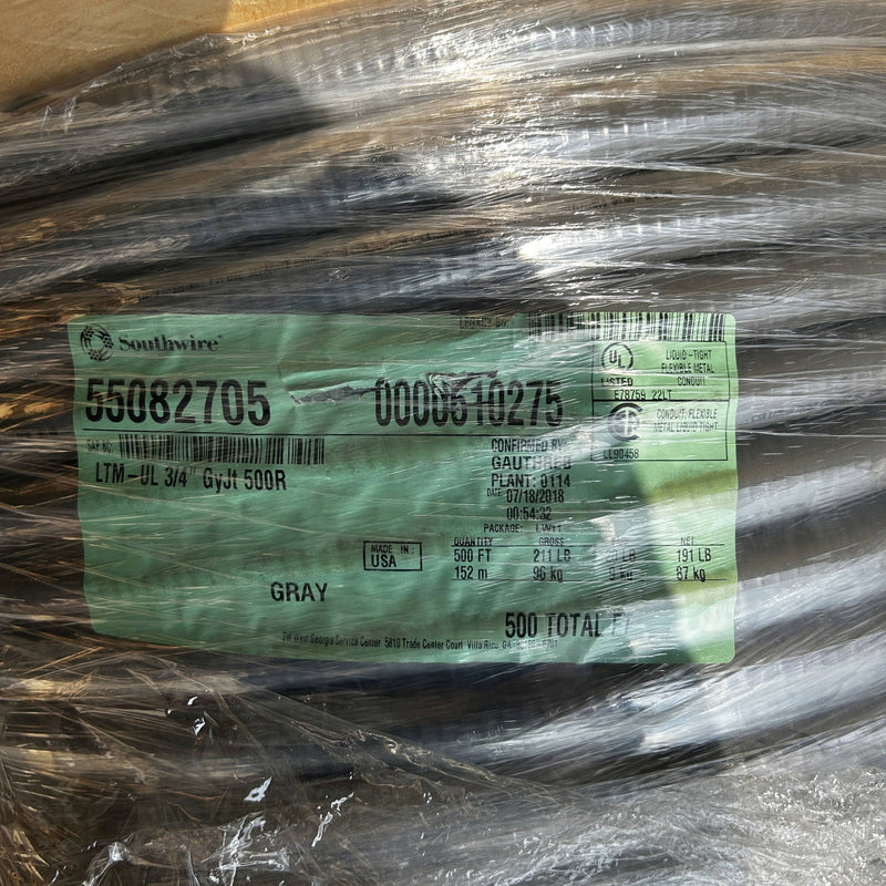 Southwire 55082705 Liquid Tight Flexible Conduit 3/4" Type UL Gray 500ft/Roll