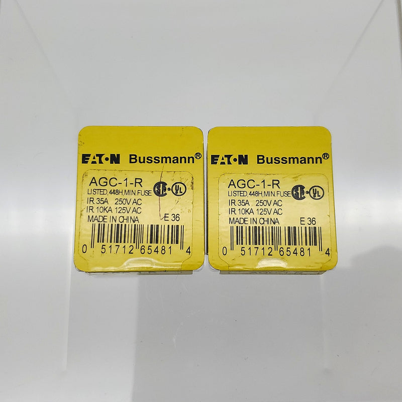 Bussmann AGC-1-R 5A Fuses 250V Fast Acting Glass Pack of 10 1