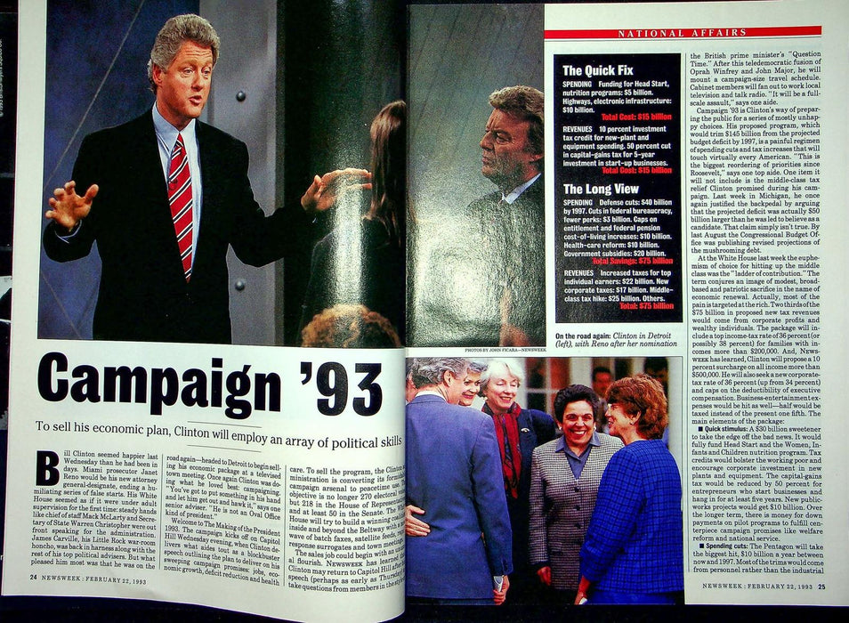 Newsweek Magazine February 22 1993 Harvesting Fetal Tissue Clinton Economic Plan 4