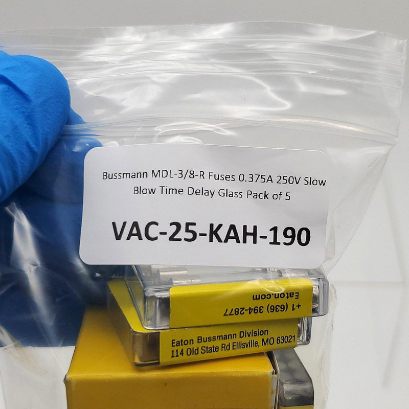 Bussmann MDL-3/8-R Fuses 0.375A 250V Slow Blow Time Delay Glass Pack of 5 4