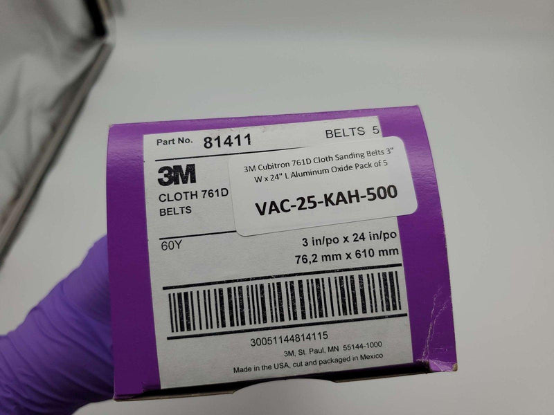 3M Cubitron 761D 60 Grit Sanding Belts 3" W x 24" L Aluminum Oxide Pack of 5 4