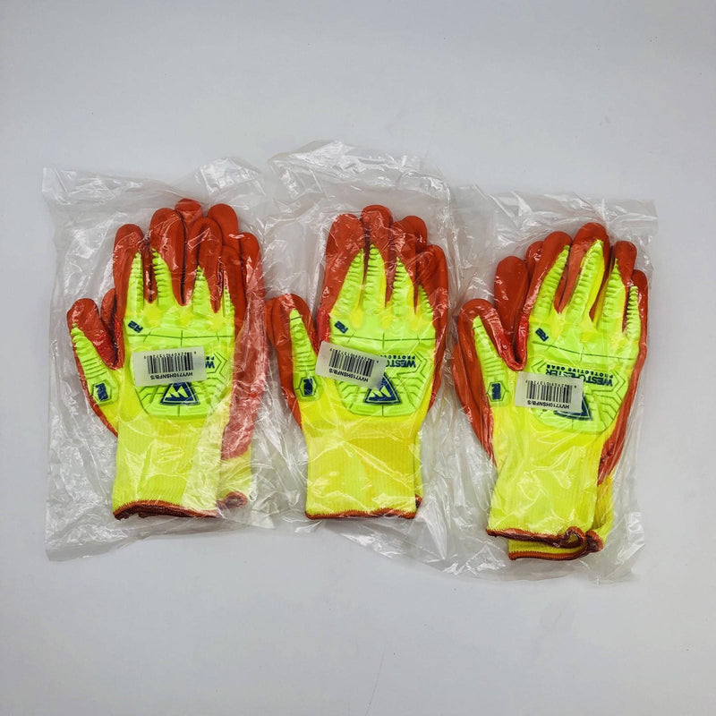 PIP HVY710HSNFB Work Glove Sz Small Hi Vis Yellow Oran Nitrile Foam HPPE 3 Pairs 8