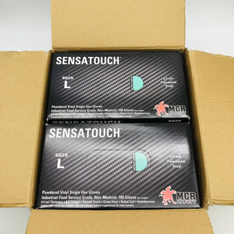 MCR Safety 5025 Disposable Glove Large Powdered Vinyl 9.5" L 6.5Mil 400 Gloves 2
