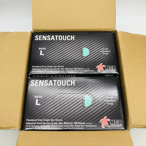 MCR Safety 5025 Disposable Glove Large Powdered Vinyl 9.5" L 6.5Mil 400 Gloves 2