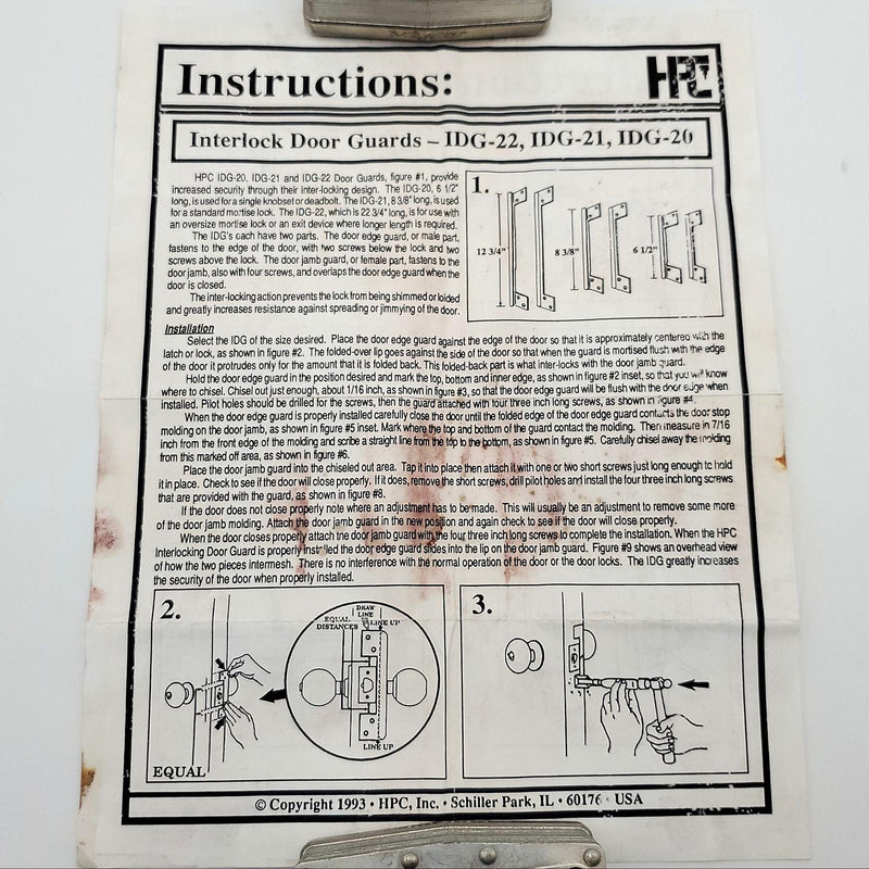 HPC IDG-21 Interlock Door Guard 8-3/8" L Standard Mortise Lock Set Dark Bronze 6
