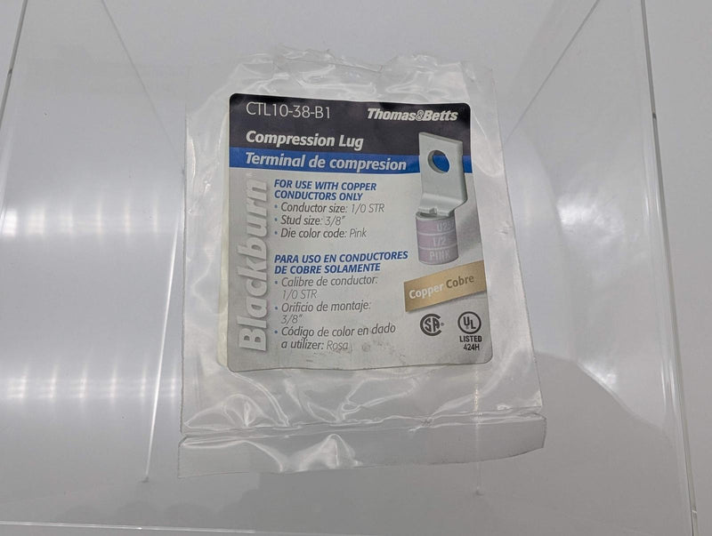 Thomas & Betts CTL10-38 3/8" Stud Size Compression Lug 1/0 STR Conductor Size 3