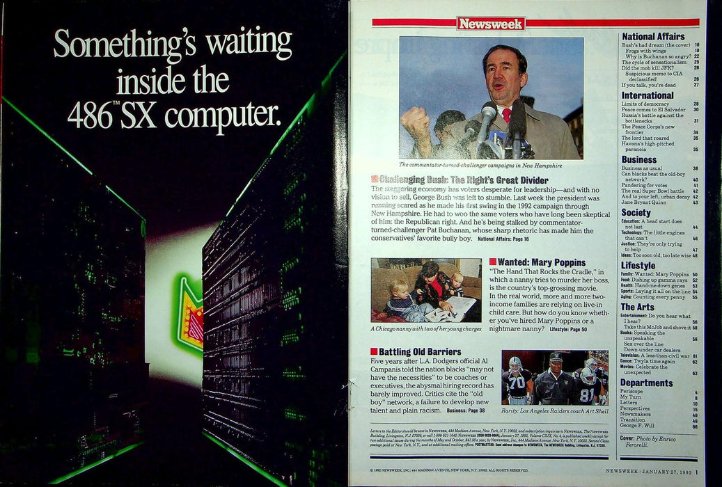 Newsweek Magazine January 27 1992 Pat Buchanan The Hand That Rocks The Cradle TV 3