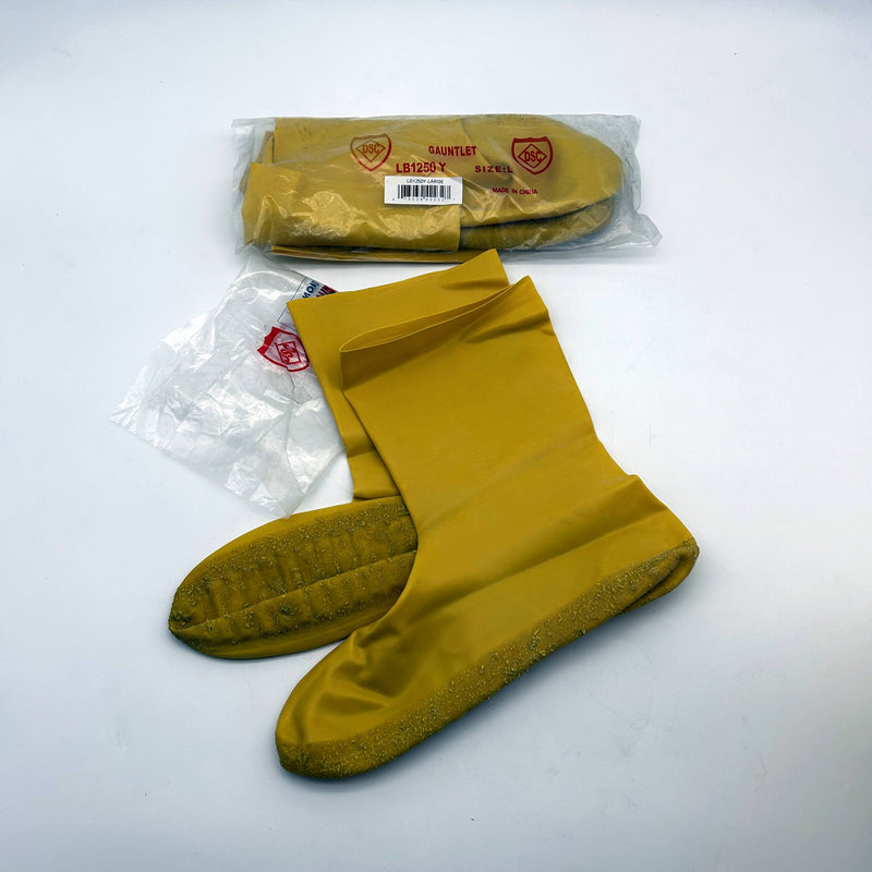 Johnson Wilshire LB1250Y Yellow Latex Haz-Mat Booties Sz Large/Shoe 10-11 2 Pair