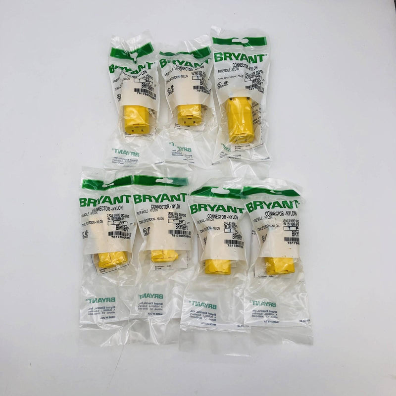 Bryant BRY5969Y Nylon Connector 15A 125V NFMA 5-15R 2 Pole 3 Wire Grounding 7pk 8