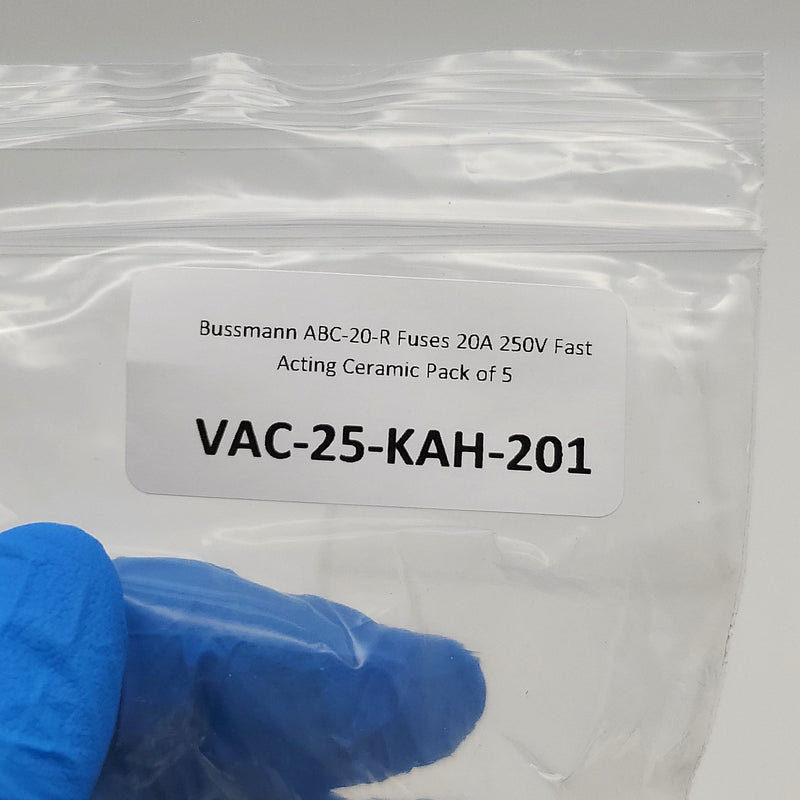 Bussmann ABC-20-R Fuses 20A 250V Fast Acting Ceramic Pack of 5 4