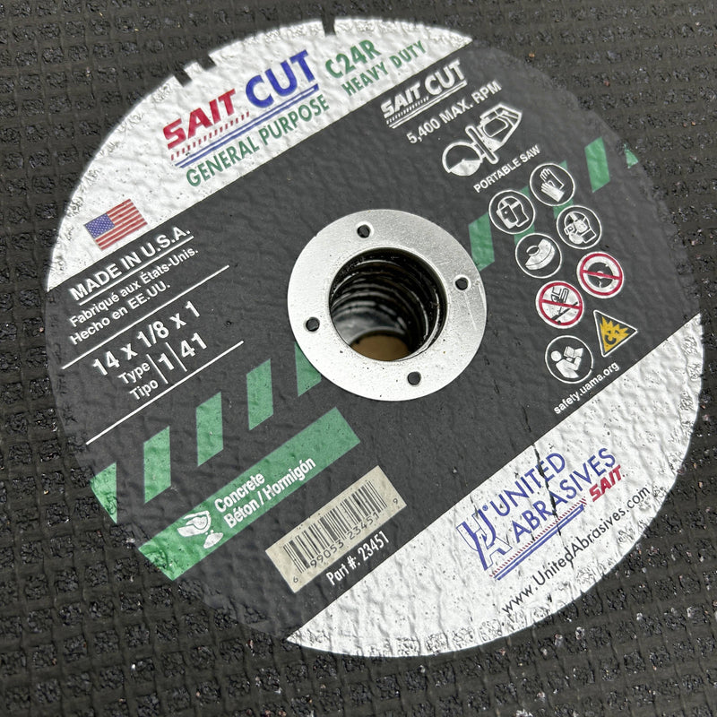 United Abrasives Sait 23451 Cut-Off Wheel 14X1/8X1 C24R Concrete Cutting 10pk