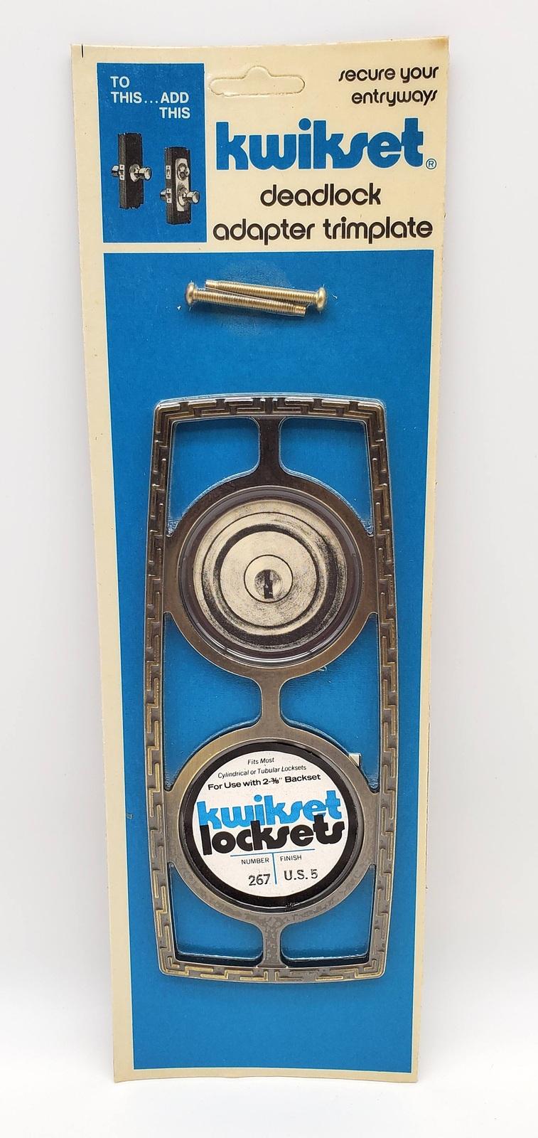 Kwikset Escutcheon Grecian Antique Brass Deadbolt & Knob Trim 8-3/8" Long NOS 1