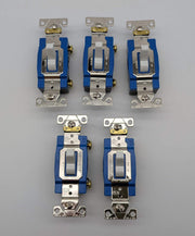 Eaton 3 Way Toggle Switches 120V 15A #14-10AWG White Single Pole AH1203W-BU 5 PK 1