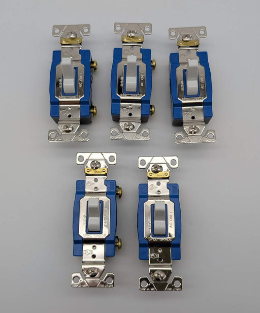 Eaton 3 Way Toggle Switches 120V 15A #14-10AWG White Single Pole AH1203W-BU 5 PK 1