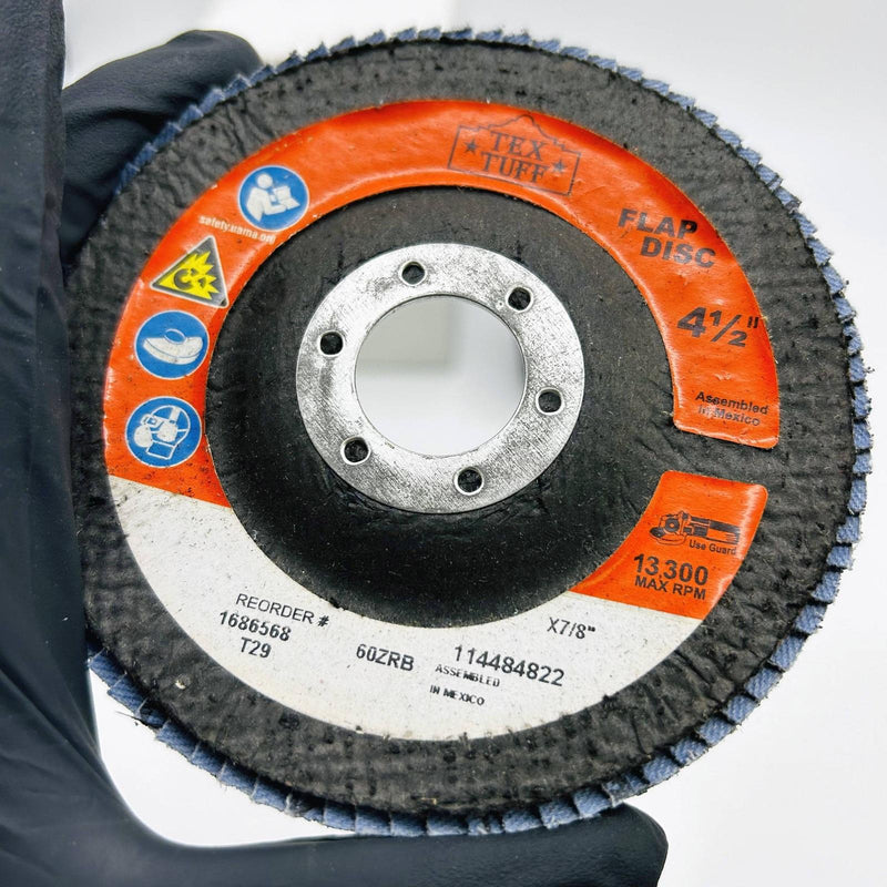 Tex Tuff 96043 Flap Disc 4-1/2in x 7/8in AH T29 60ZRB Angle Grinding Pk of 10 3