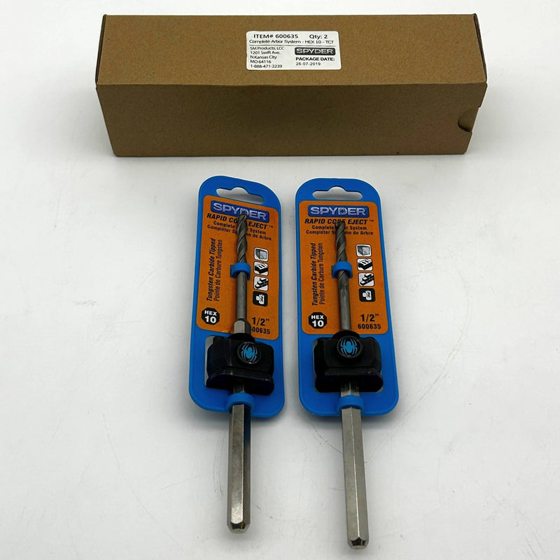 Spyder 600635 Hole Saw Arbor 1/2" TCT Hex 10 Quick Change Rapid Core Eject 2pk
