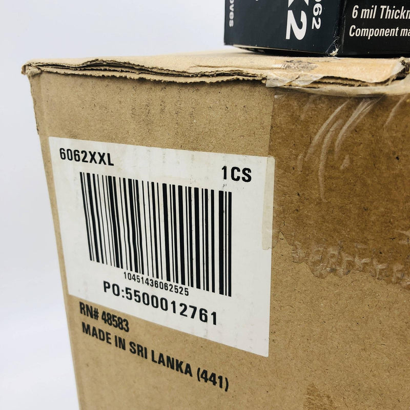 MCR 6062 Nitrile Gloves 2XL NitriShield Stealth 6 mil Pwdr Free Blck 10 box/case 5